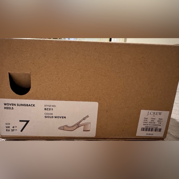 NIB J.Crew Factory Golden Woven Heels - Picture 3 of 3